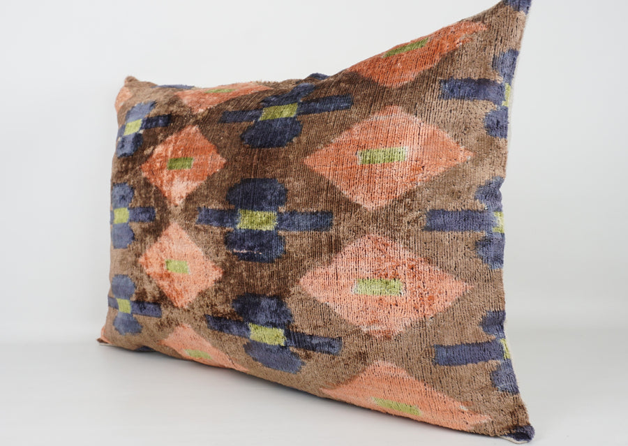 HANDMADE- IKAT SILK/VELVET PILLOWCASE