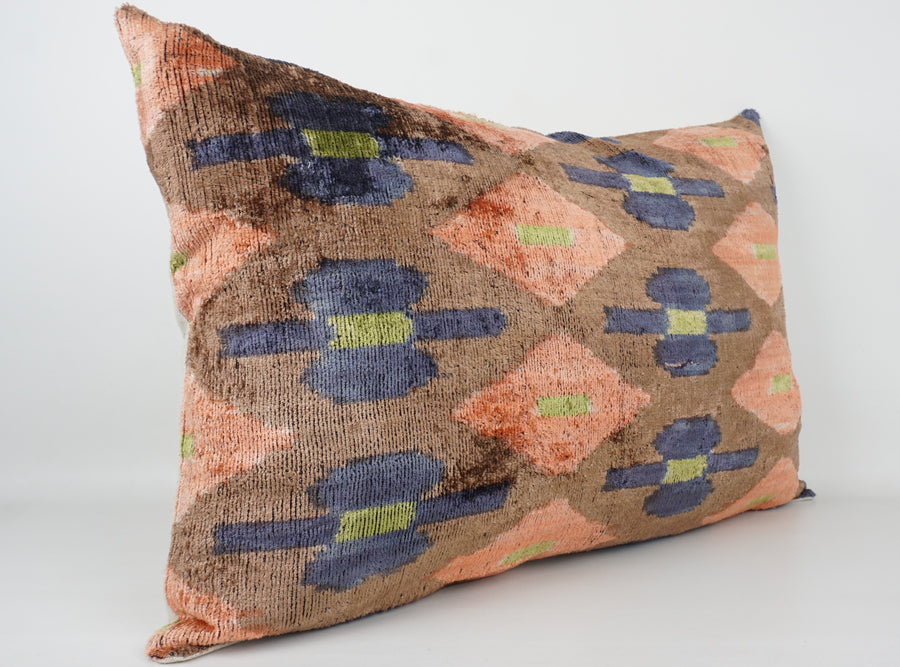 HANDMADE- IKAT SILK/VELVET PILLOWCASE
