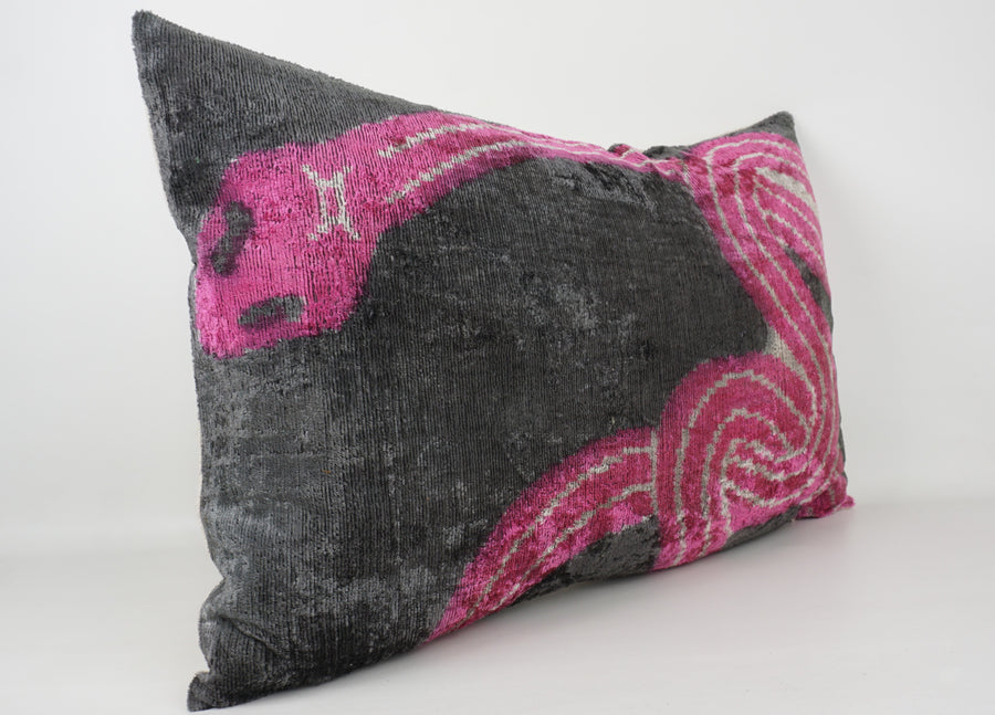 HANDMADE- IKAT SILK/VELVET PILLOWCASE