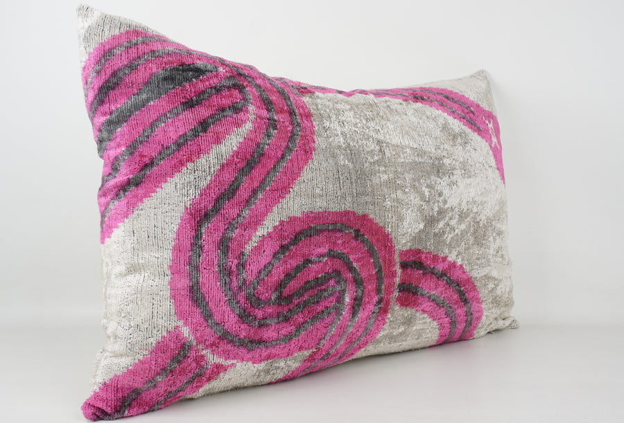 HANDMADE- IKAT SILK/VELVET PILLOWCASE