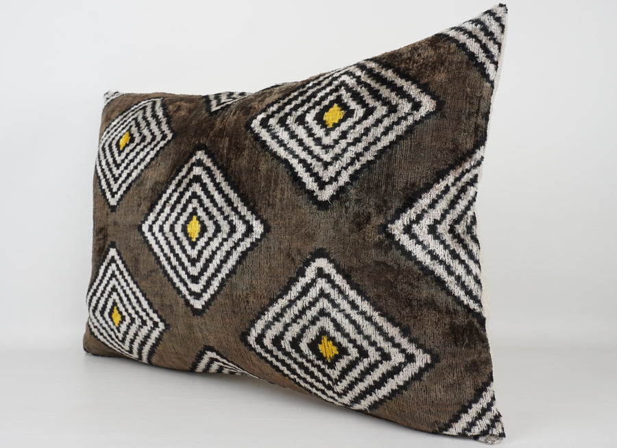 HANDMADE- IKAT SILK/VELVET PILLOWCASE