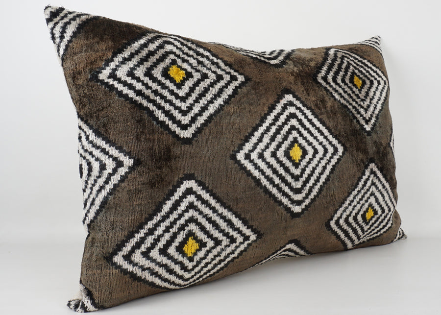 HANDMADE- IKAT SILK/VELVET PILLOWCASE