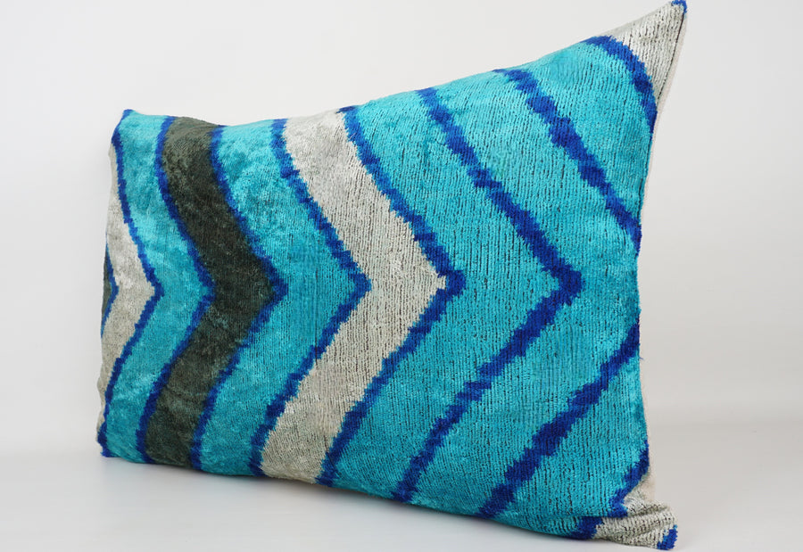 HANDMADE- IKAT SILK/VELVET PILLOWCASE