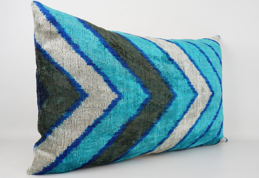 HANDMADE- IKAT SILK/VELVET PILLOWCASE