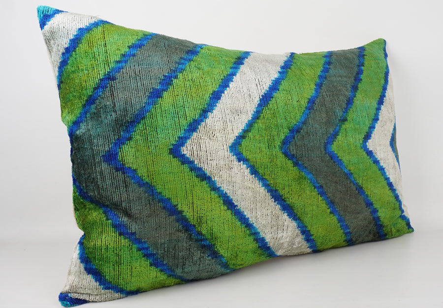 HANDMADE- IKAT SILK/VELVET PILLOWCASE