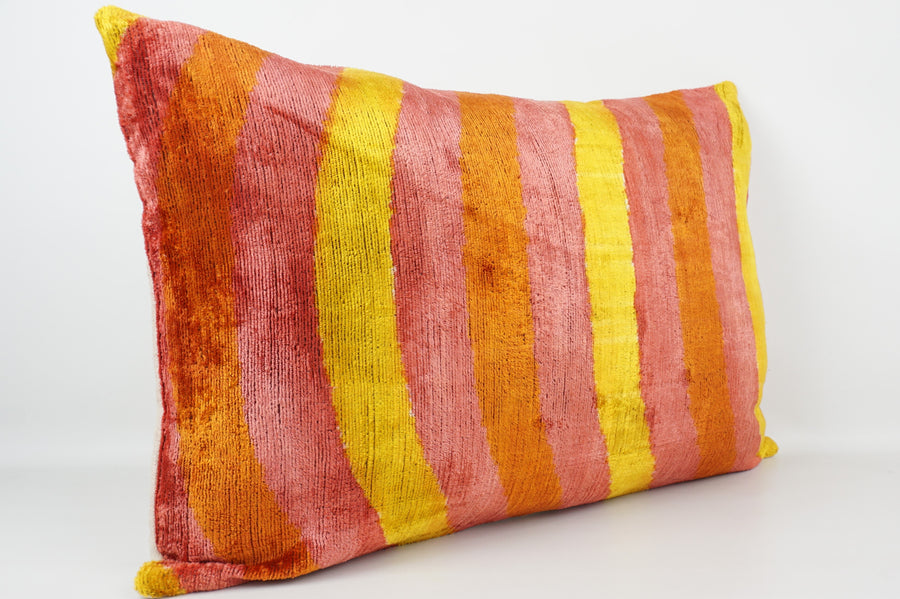 HANDMADE- IKAT SILK/VELVET PILLOWCASE
