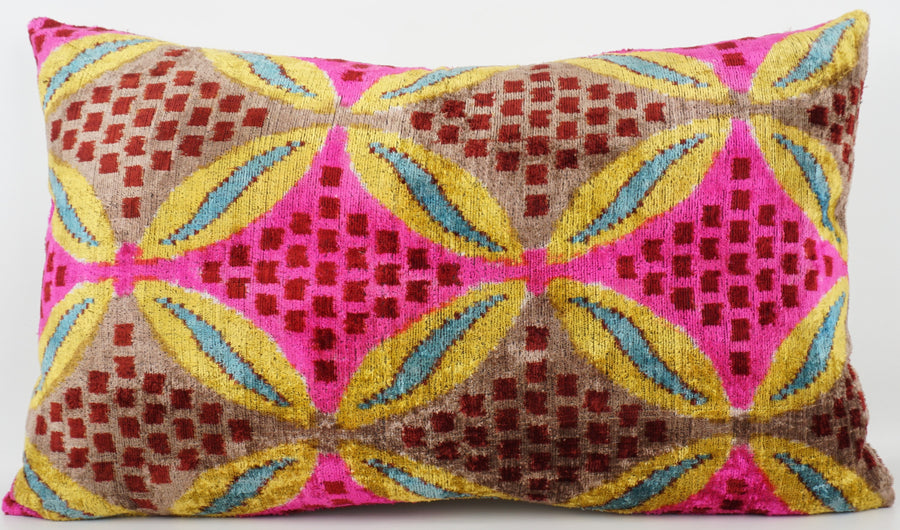 HANDMADE- IKAT SILK/VELVET PILLOWCASE