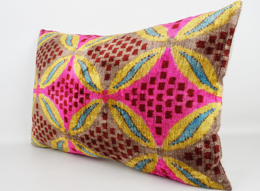HANDMADE- IKAT SILK/VELVET PILLOWCASE