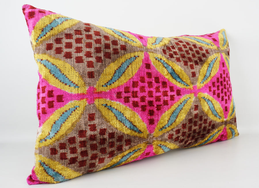 HANDMADE- IKAT SILK/VELVET PILLOWCASE