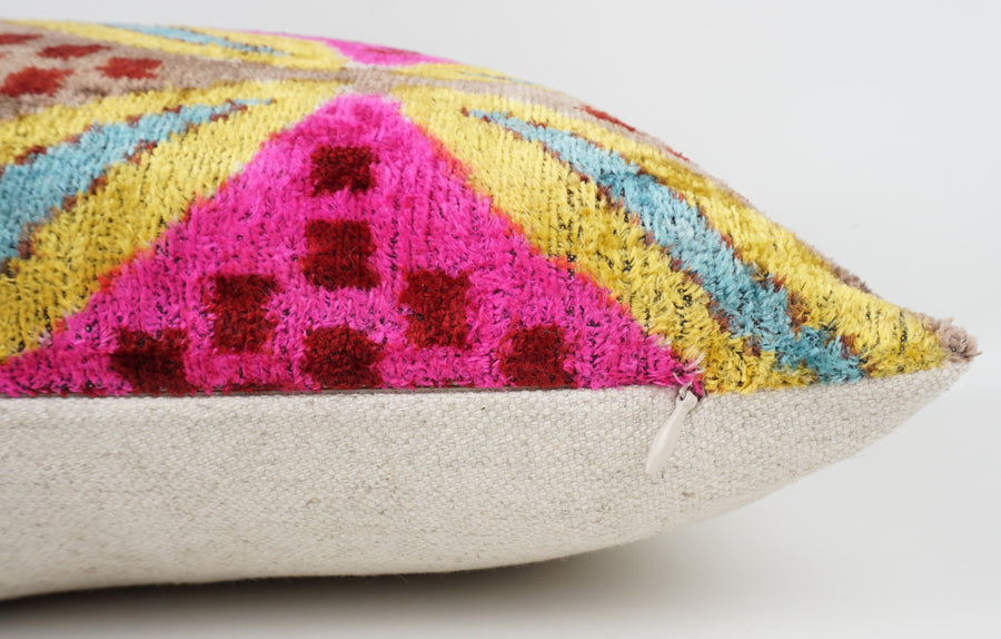 HANDMADE- IKAT SILK/VELVET PILLOWCASE