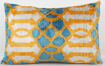 HANDMADE- IKAT SILK/VELVET PILLOWCASE