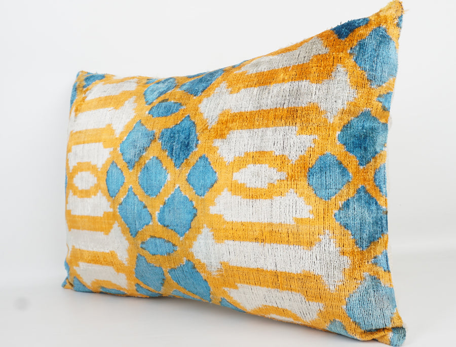 HANDMADE- IKAT SILK/VELVET PILLOWCASE