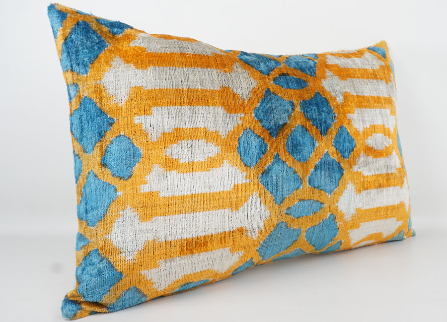 HANDMADE- IKAT SILK/VELVET PILLOWCASE