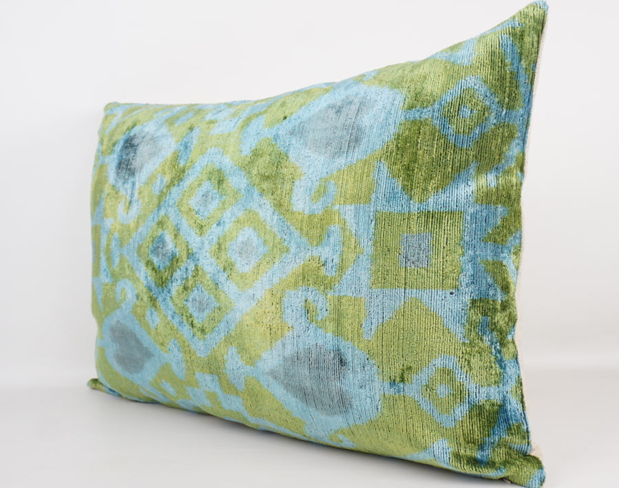 HANDMADE- IKAT SILK/VELVET PILLOWCASE