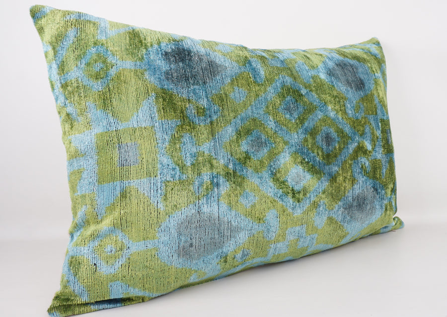 HANDMADE- IKAT SILK/VELVET PILLOWCASE