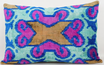 HANDMADE- IKAT SILK/VELVET PILLOWCASE