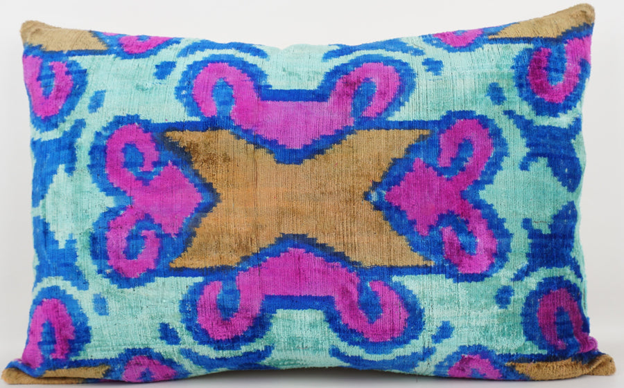 HANDMADE- IKAT SILK/VELVET PILLOWCASE