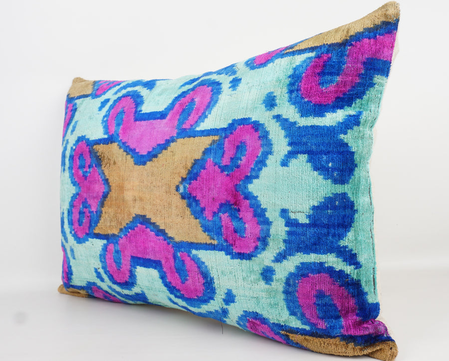 HANDMADE- IKAT SILK/VELVET PILLOWCASE