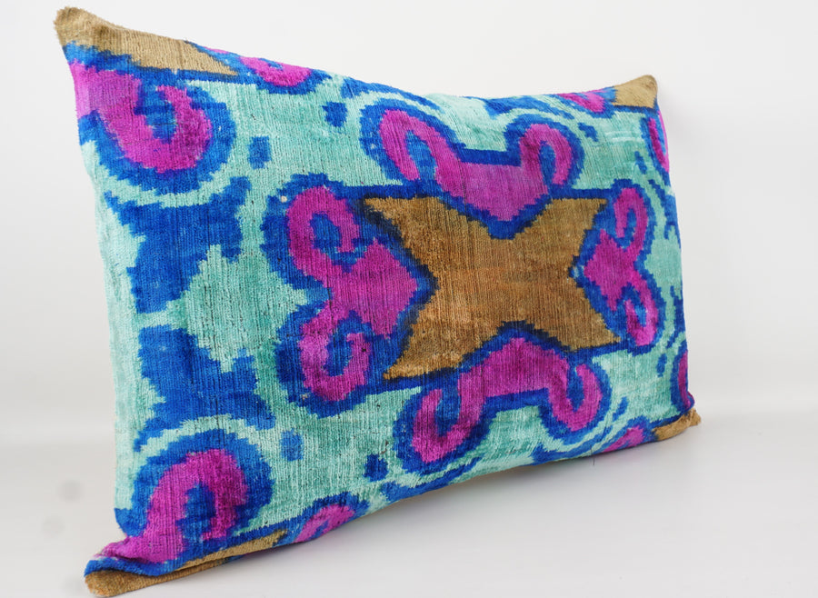 HANDMADE- IKAT SILK/VELVET PILLOWCASE