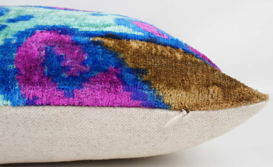 HANDMADE- IKAT SILK/VELVET PILLOWCASE