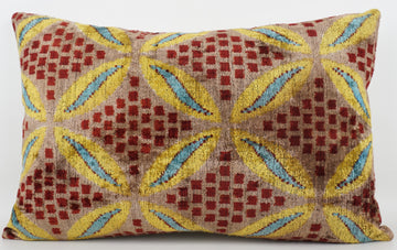 HANDMADE- IKAT SILK/VELVET PILLOWCASE