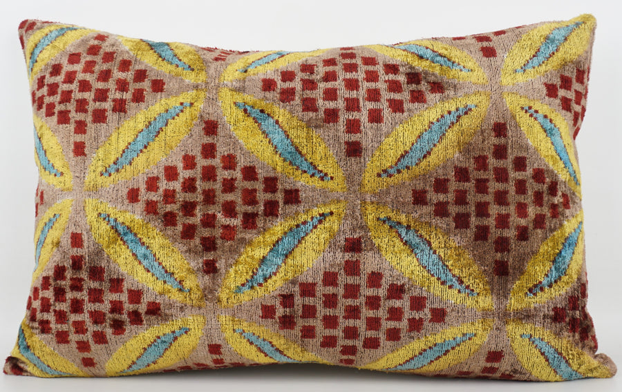 HANDMADE- IKAT SILK/VELVET PILLOWCASE