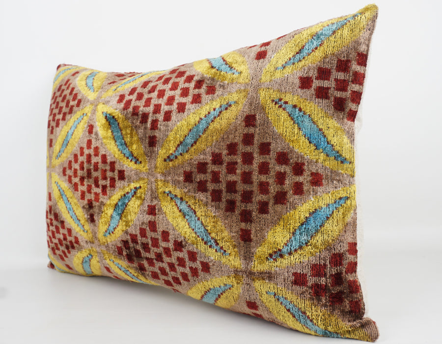 HANDMADE- IKAT SILK/VELVET PILLOWCASE