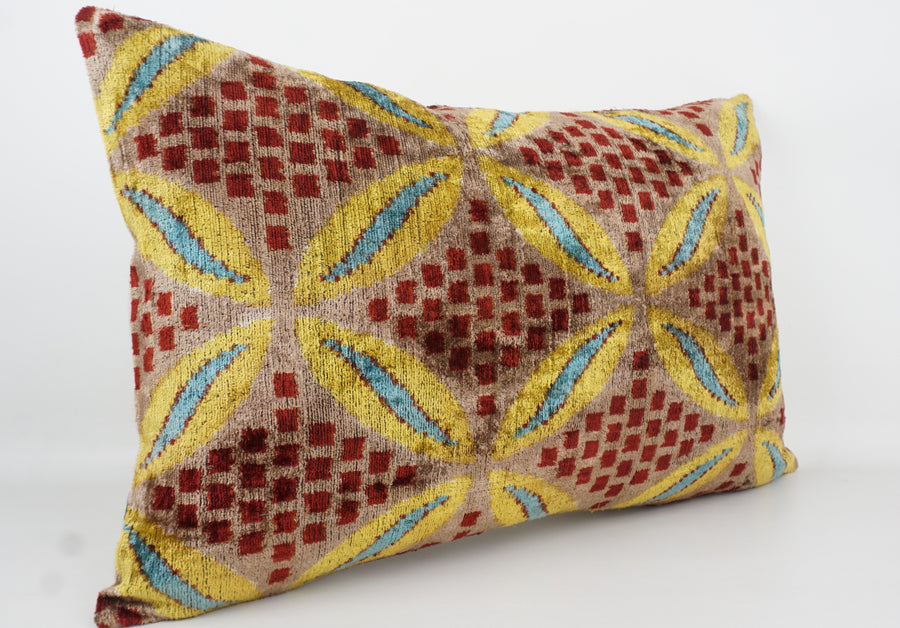 HANDMADE- IKAT SILK/VELVET PILLOWCASE