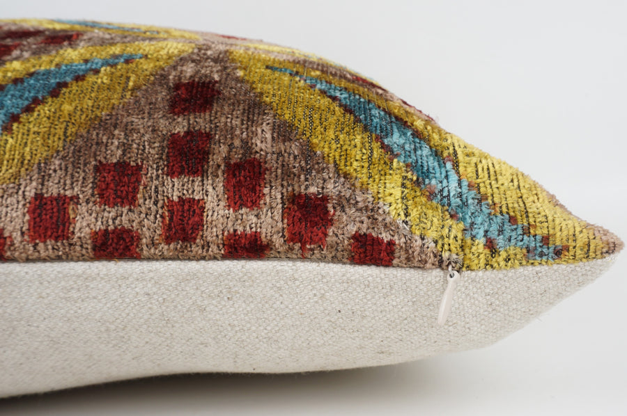 HANDMADE- IKAT SILK/VELVET PILLOWCASE