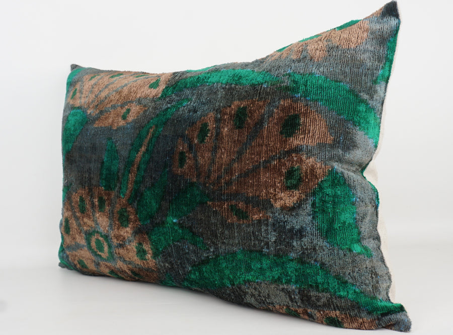 HANDMADE- IKAT SILK/VELVET PILLOWCASE