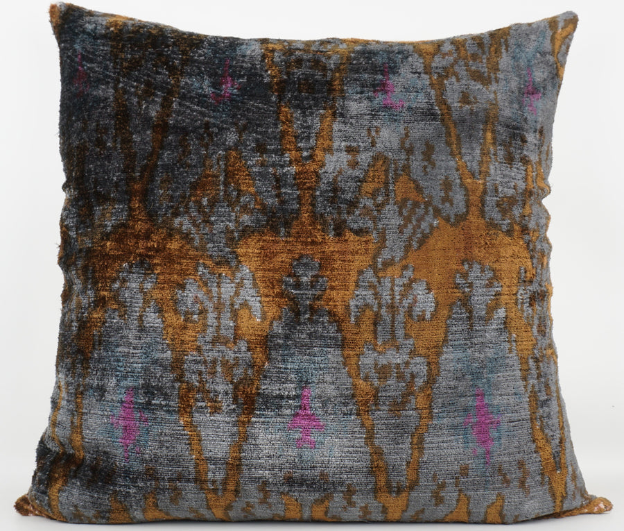 HANDMADE  IKAT SILK/VELVET PILLOWCASE