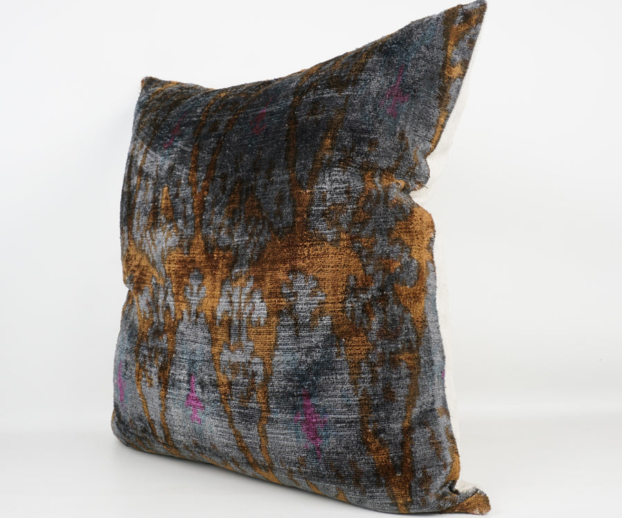HANDMADE  IKAT SILK/VELVET PILLOWCASE