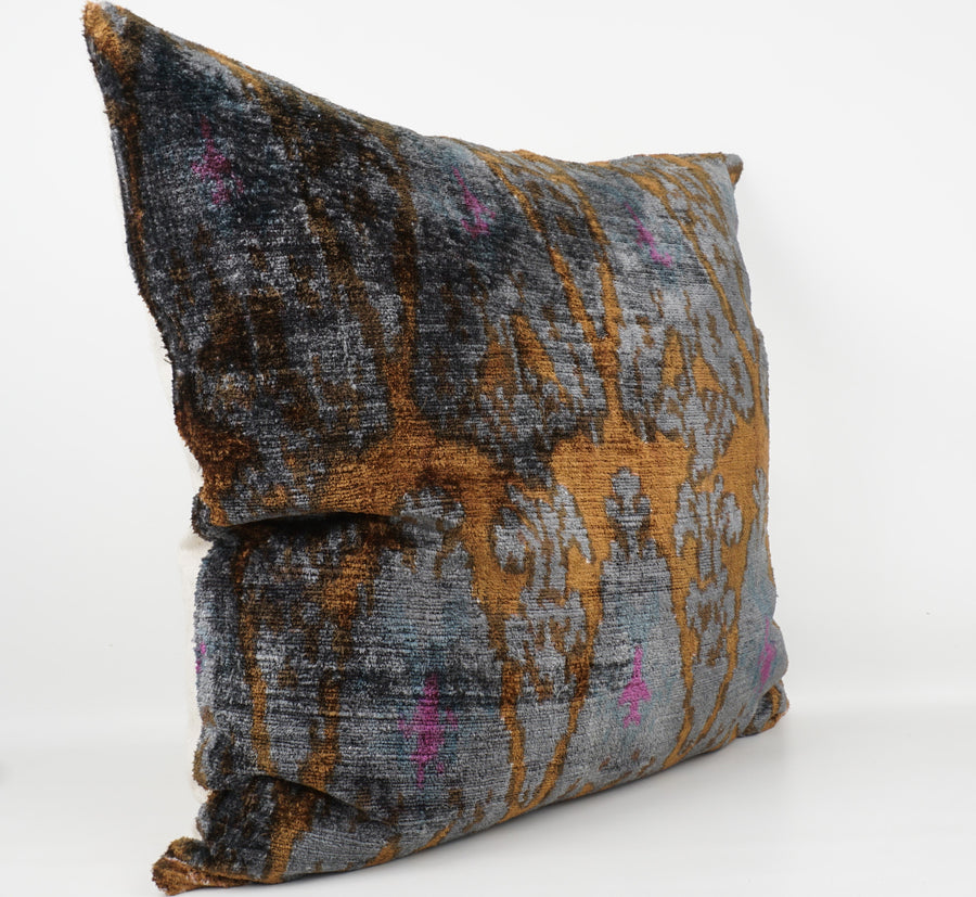 HANDMADE  IKAT SILK/VELVET PILLOWCASE
