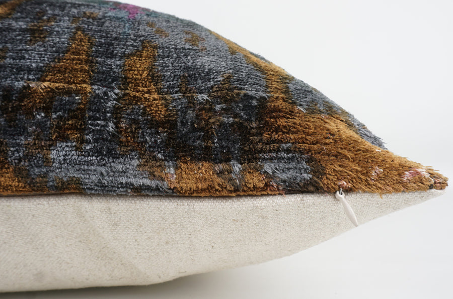 HANDMADE  IKAT SILK/VELVET PILLOWCASE