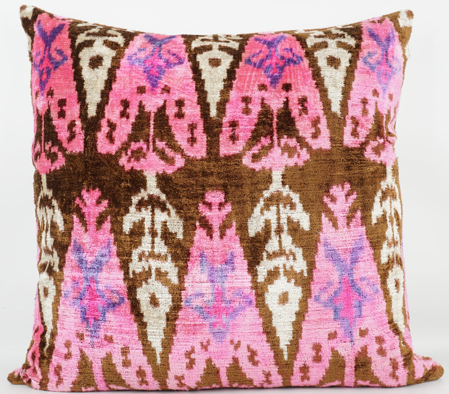 HANDMADE  IKAT SILK/VELVET PILLOWCASE