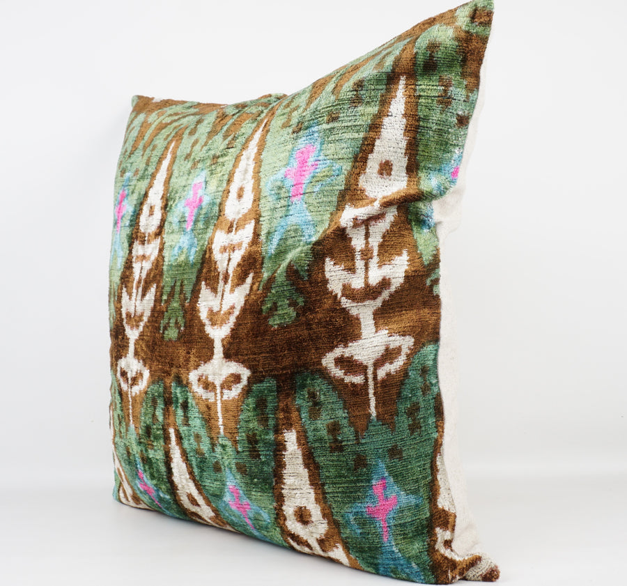 HANDMADE  IKAT SILK/VELVET PILLOWCASE