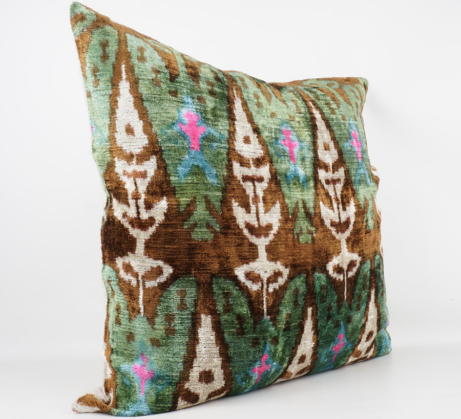 HANDMADE  IKAT SILK/VELVET PILLOWCASE