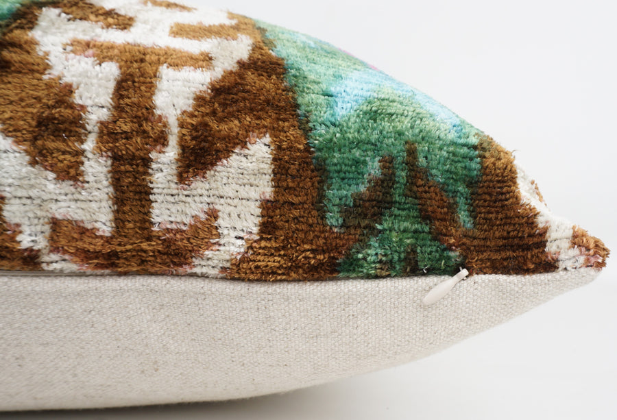 HANDMADE  IKAT SILK/VELVET PILLOWCASE