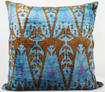 HANDMADE  IKAT SILK/VELVET PILLOWCASE