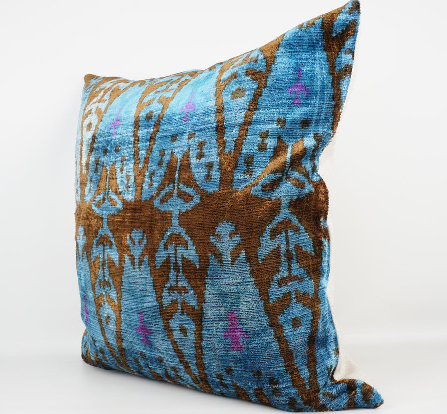 HANDMADE  IKAT SILK/VELVET PILLOWCASE