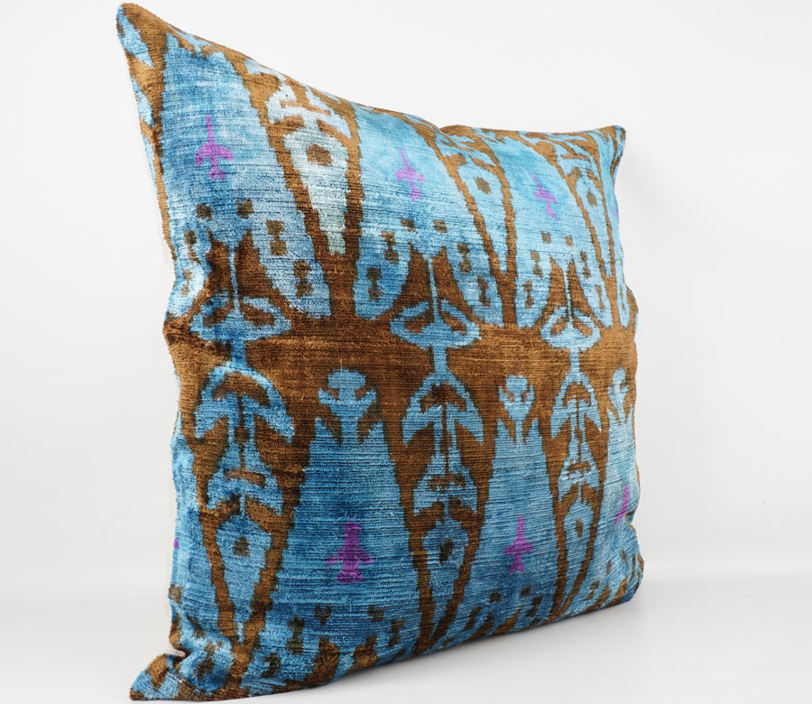 HANDMADE  IKAT SILK/VELVET PILLOWCASE