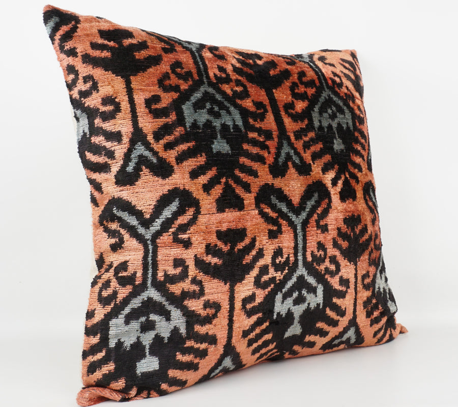 HANDMADE- IKAT SILK/VELVET PILLOWCASE