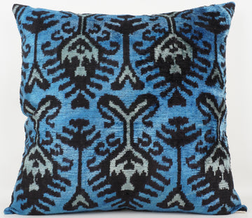 HANDMADE- IKAT SILK/VELVET PILLOWCASE