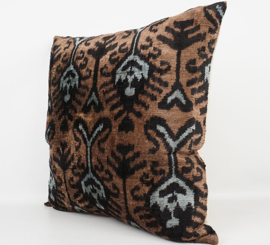 HANDMADE- IKAT SILK/VELVET PILLOWCASE
