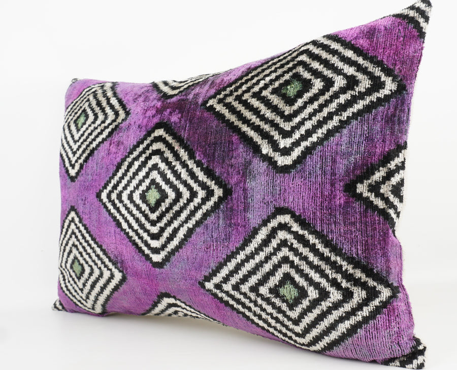 HANDMADE- IKAT SILK/VELVET PILLOWCASE