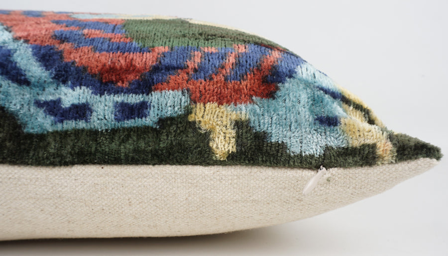 HANDMADE- IKAT SILK/VELVET PILLOWCASE