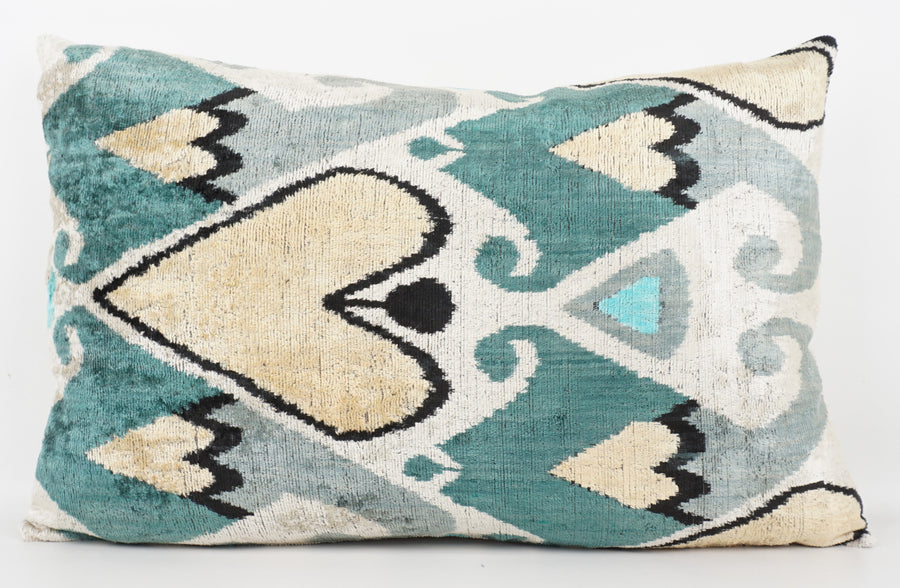 HANDMADE- IKAT SILK/VELVET PILLOWCASE