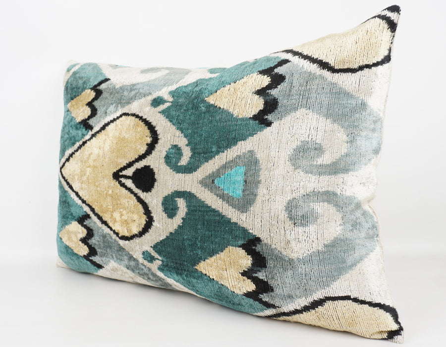 HANDMADE- IKAT SILK/VELVET PILLOWCASE
