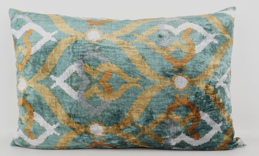 HANDMADE- IKAT SILK/VELVET PILLOWCASE