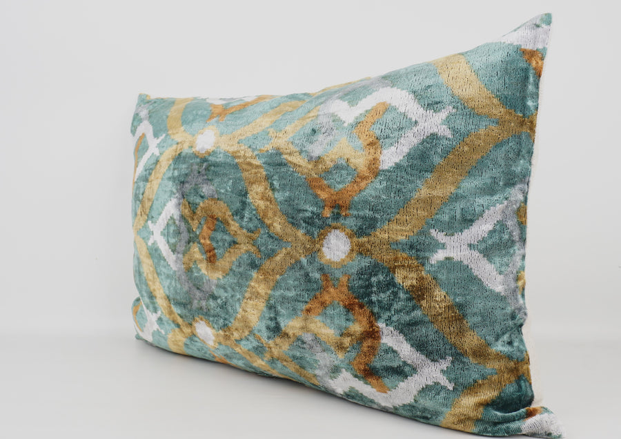 HANDMADE- IKAT SILK/VELVET PILLOWCASE